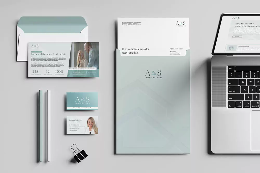 Corporate Design für A&S Immobilien Arbeitsbeispiel