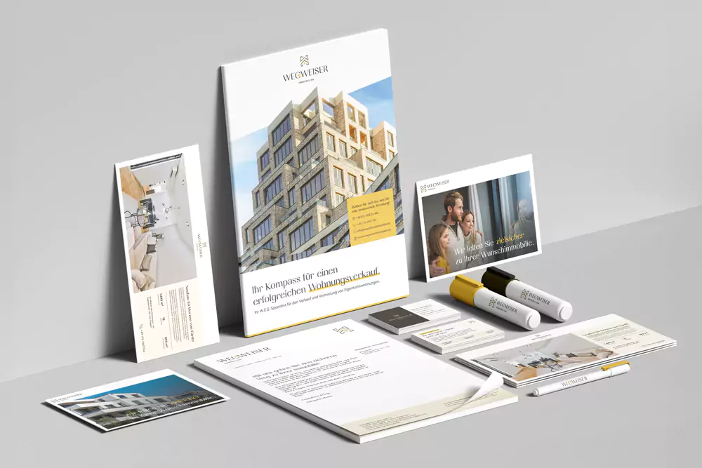 Corporate Design für Wegweiser Immobilien Arbeitsbeispiel